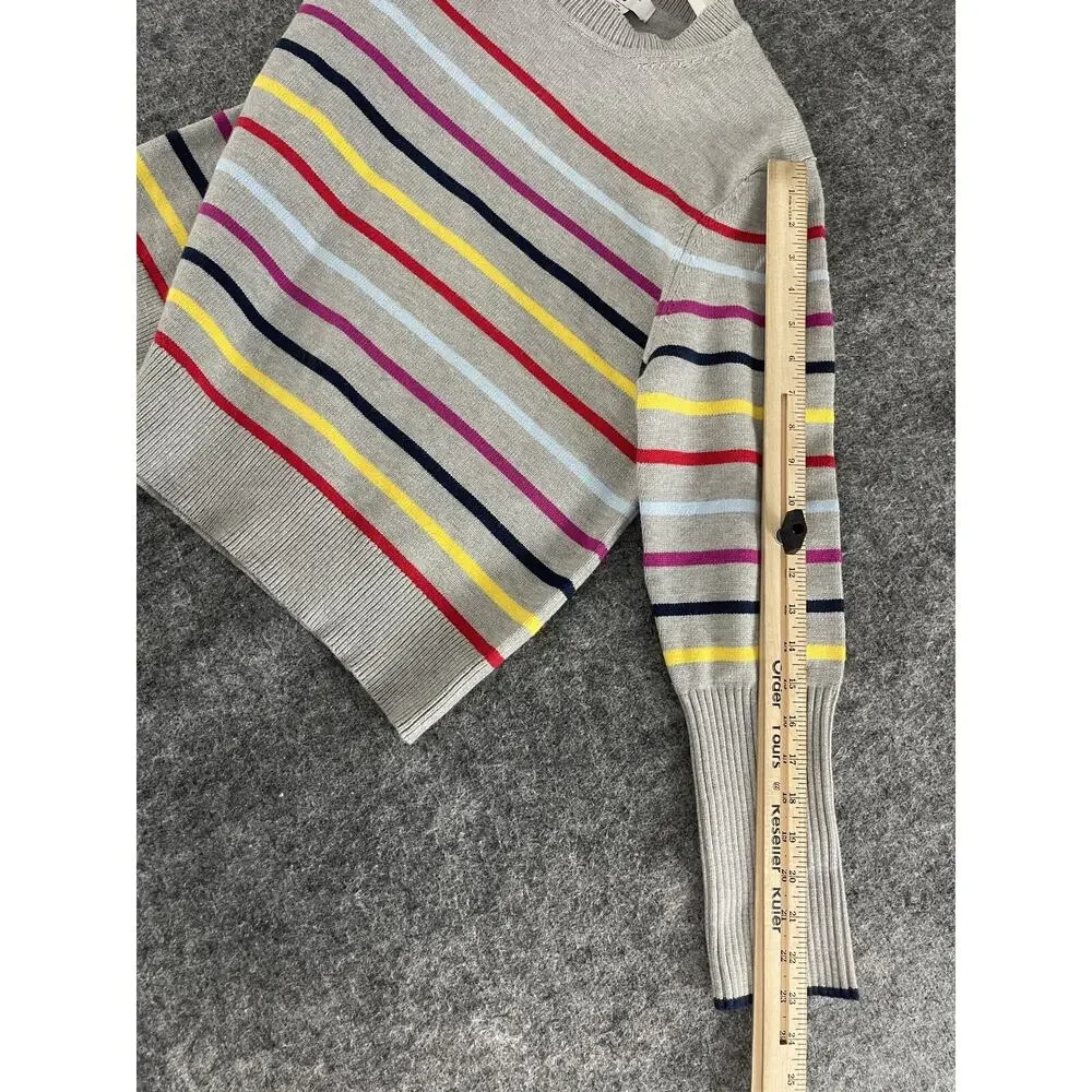 La Ligne Target Sweater Women 1X Gray Striped Cashmere Blend Pulover Crop N275